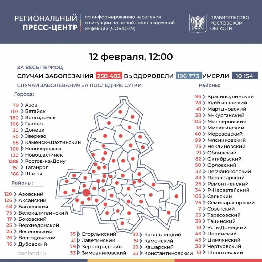 12 февраля: за сутки коронавирусом заболели еще 40 морозовчан